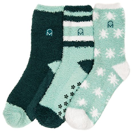 Noble Mount Women's (3 Pairs) Soft Anti-Skid Fuzzy Winter Crew Socks