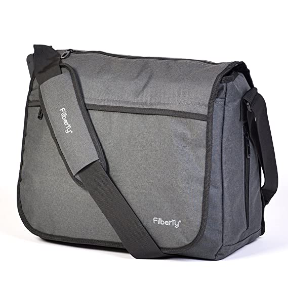Filberry Messenger DIAPER BAG for DADS & MOMS to share baby care! - Top zipper for easy access - Large - Grey/Black – MEN love it!