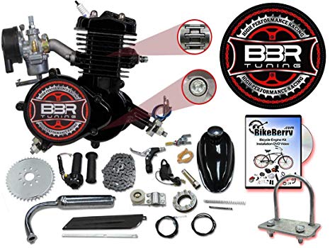 BBR Tuning 66/80cc Black Motorized Bicycle Kit – 2 Stroke Gas Powered Bike Motor Engine