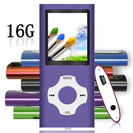 Tomameri - Compact and Portable MP3 Video Player with Rhombic Button ( Including a 16 GB Micro SD Card ) (Purple)