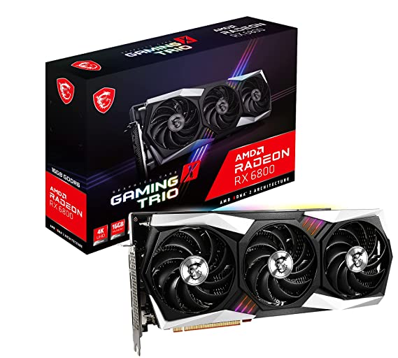 MSI Radeon RX 6800 XT Gaming X Trio 16G 16GB GDDR6 PCI Express Gen 4 Gaming Graphic Card