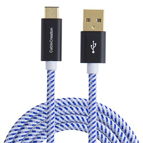 USB Type C Cable, CableCreation 10FT Braided Type C (USB-C) to standard USB A Cable for Nexus 5X /6P, New Macbook 12 inches, Yoga 900 & More, 10ft/3M, Blue [56K Ohm Resistance]