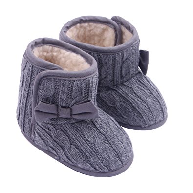 Baby Girl Soft Sole Anti Slip Prewalker Shoes Snow Boots With Bowknot