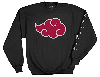 Ripple Junction Naruto Shippuden Adult Akatsuki Cloud Anti Leaf Symbols Fleece Crew Sweatshirt