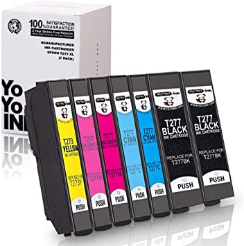 YoYoInk Remanufactured Printer Ink Cartridges Replacement for Epson T277XL 277 XL (2 Black 1 Cyan 1 Magenta 1 Yellow 1 Light Cyan 1 Light Magenta, 7-Pack)