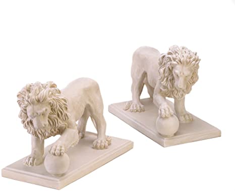 Furniture Creations Set of 2 Stately Lion Statue Duo Driveway Entrance Garden Yard Art