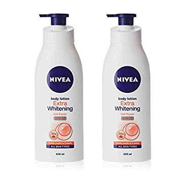 2 Lots X Nivea Extra Whitening Cell Repair Body Lotion SPF 15, 400ml