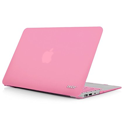 MacBook Air 11-inch Case, iXCC Smooth Finish Soft-Touch Plastic Hard Shell Case [2 in 1] with Keyboard Cover [Models: A1465 / A1370] - Pink