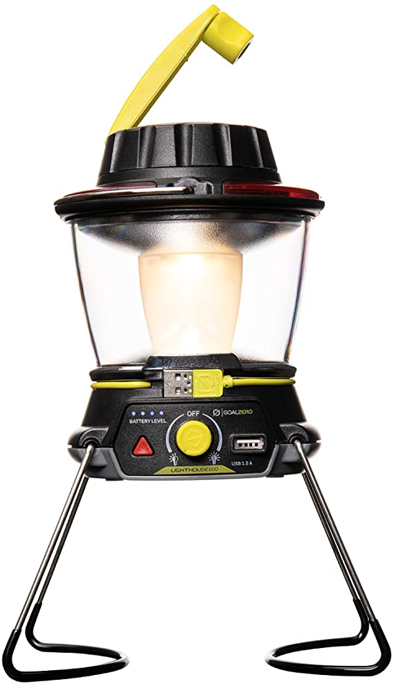 Goal Zero Lighthouse 600 Camping Lantern, Solar Lantern 600 Lumens LED Lantern. Solar Outdoor Lantern Perfect for Camping Gear, Camping Accessories. USB Light Rechargeable Lantern Built-In Hand Crank.