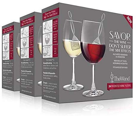 The Wand Wine Filter by PureWine | No More Wine Headaches | Removes Sulfites AND Histamines | By-The-Glass (72-pack)