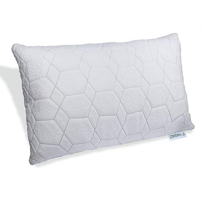 Zhengji Shredded Memory Foam Bed Pillow Adjustable loft Washable Cover - (Queen)