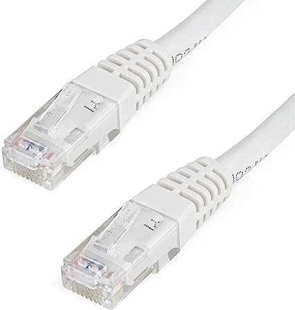 StarTech.com 15ft CAT6 Ethernet Cable - White CAT 6 Gigabit Ethernet Wire -650MHz 100W PoE RJ45 UTP Molded Network/Patch Cord w/Strain Relief/Fluke Tested/Wiring is UL Certified/TIA (C6PATCH15WH)