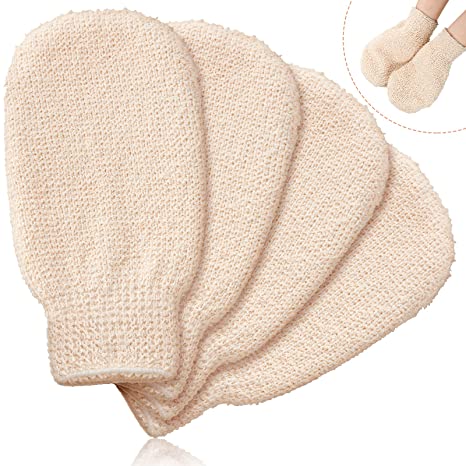 4 Pieces Bath Shower Mitt Exfoliating Mitt Scrubbing Glove Deep Exfoliating Bath Glove for Exfoliating Scrubber