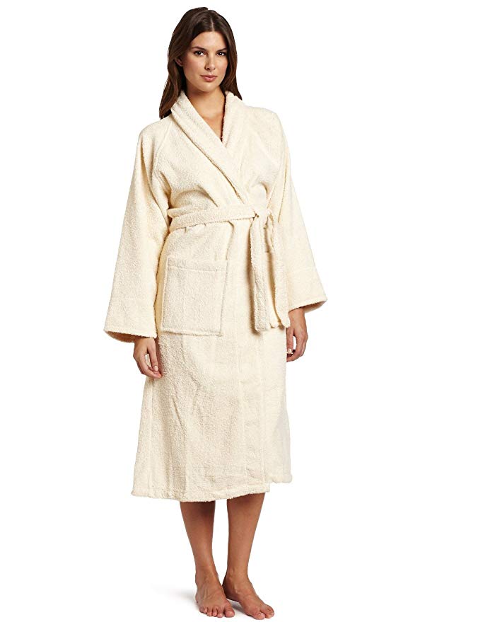 Superior Hotel & Spa Robe, 100% Premium Long-Staple Combed Cotton Unisex Bath Robe for Women and Men - Large, Ivory