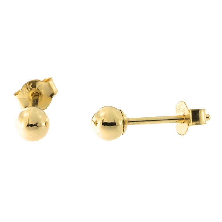 14k Yellow, White or Rose Gold Ball Stud Earrings