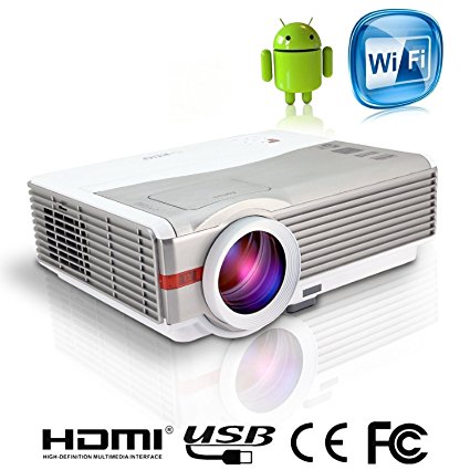 LCD Wifi Projectors, 4200 LED Lumen 1280x800 Resolution HDMI USB VGA 3.5mm Earphone for Computer iPad iPhone Small-Meeting Home Theater HD Projector
