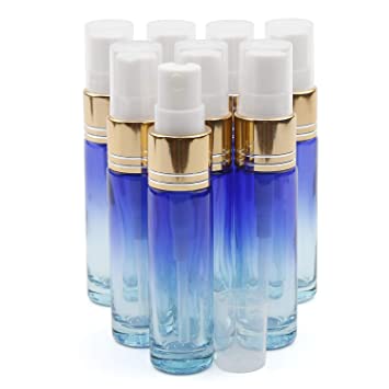Ellbest 8Pcs 10ml Empty Spray Bottle Fine Mist Glass Blue Gradient Colored Atomisers Mini Perfume Spray Bottles for Travel or Night Out Fragrance