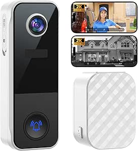 Ankway 3MP Video Doorbell with Camera, 2K Front Door Camera Wireless, 2-Way Audio, Motion/Human Detection, Night Vision, Instant Alert, Battery Operated, Compatible with Alexa Google, No Monthly Fee