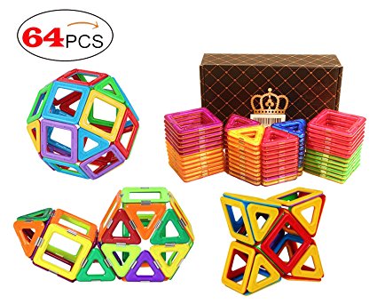 64 Piece Magnetic Blocks Building Toys Tiles for Kids