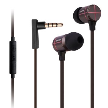 BASN In-ear Earphones with Remote and Microphone Noise Isolating Stereo Headphones DEEP BASS for iPhone, iPad, iPod, Samsung, Noika, HTC