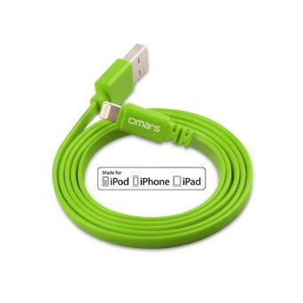 Apple MFI Certified Omars 3ft 09m Lightning 8pin to USB Power and SYNC Flat Cable Charger Cord for Apple iPhone 5  5s  5c  6  6 Plus iPod touch 5 iPod nano 7 iPad Mini  mini 2 mini 3 iPad 4  iPad Air  iPad Air 2 Green 09m