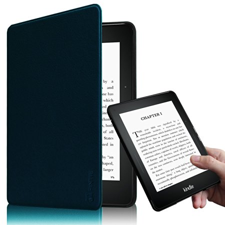 Fintie Kindle Voyage SmartShell Case - [The Thinnest and Lightest] Protective PU Leather Cover with Auto Sleep/Wake (will only fit Amazon Kindle Voyage 2014), Navy