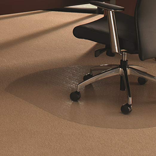 Floortex Cleartex UltiMat Polycarbonate Chair Mat for Low/Medium Pile Carpets up to 1/2" Thick, 49" x 39", Contoured, Clear (119923SR)