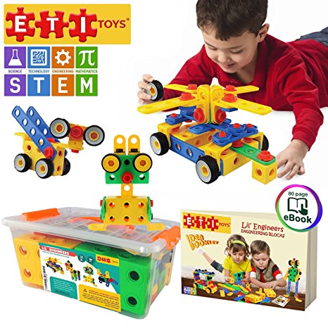 Educational Toys Construction Engineering Blocks By ETI Toys for Boys and Girls 85 Piece Set for Building Endless Combinations Great for Learning and Having Fun Build Your Imagination Today