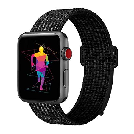 INTENY Sport Band Compatible with Apple Watch 38mm 40mm 42mm 44mm, Nylon Sport Loop, Strap Replacement for iWatch Series 4, Series 3, Series 2, Series 1