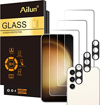 Ailun Glass Screen Protector for Galaxy S23 / S23 Plus [6.6 Inch] 3Pack   3Pack Camera Lens Tempered Glass Fingerprint Unlock Compatible 0.25mm Ultra Clear Anti-Scratch Case Friendly [Not For S23 Ultra]