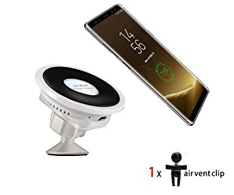 Qi Wireless Car Charger with Nano Glue Pad, Air Vent Cradle and Stick Stent Fast Wireless Charging Car for iPhone X 8 Plus Samsung S8 Plus S7 S6 Edge Note 8 pipigo-White