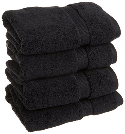 Superior 900 Gram 100% Premium Long-Staple Combed Cotton 4-Piece Hand Towel Set, Black