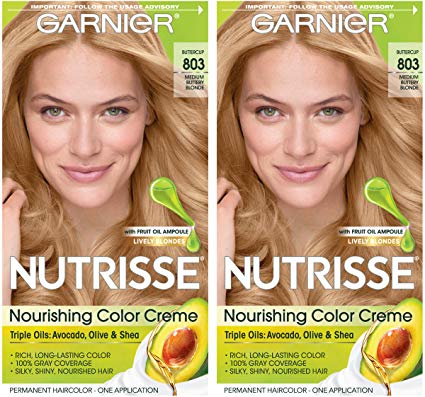 Garnier Hair Color Nutrisse Nourishing Hair Color Creme, 803 Medium Buttery Blonde Hair Dye(Pack of 2)