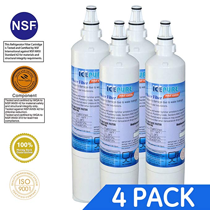 Icepure RWF1000A 4PACK Refrigerator Water Filter Compatible with LG LT600P, 5231JA2006A,KENMORE 9990