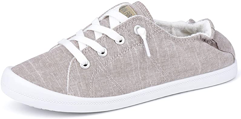 JENN ARDOR Women’s Low Top Canvas Slip On Sneaker Comfort Casual Shoes Walking Flats