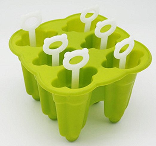 Top Quality Silicone Popsicle Molds by Simpler Treats - the Safe Alternative to BPA-free Plastic Pop Molds - Make Six Healthy Classic Ice Pops with Reusable Sticks - Won't Crack - Easy to Clean