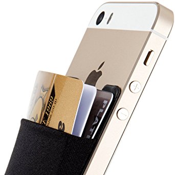 Credit Card Wallet, Sinjimoru Stick-On Wallet functioning as Wallet case, Credit Card Case on iPhones and Androids. Sinji Pouch Basic 3, Black.