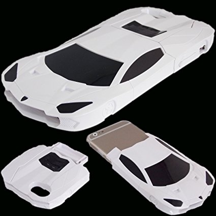 For iPhone 6 6S WwWSuppliers 3D Fancy Luxury Fast White Black Sports Race Car Case for Apple iPhone 6 6S 2 Piece Stand Cover
