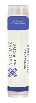 Nurture My Body Organic Lip Balm - 100% Organic and Natural - Made with Beeswax and Organic Coconut Oil - Added Vitamin E Gives You Soft Smooth Lips (Unflavored, 1)