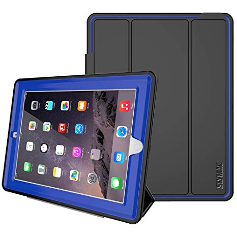 SEYMAC Stock iPad 2/3/4 Case (NOT for iPad 5th/6th or iPad Mini), Heavy Duty 3 Layer Case, Drop Proof, Auto Sleep Smart Cover Protective Magnetic PU Leather Stand for iPad 2/3/4 Generation (Blue)