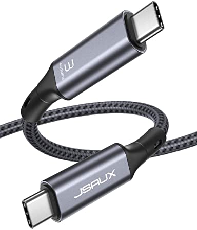 Thunderbolt 3 Cable 5ft/40Gbps/5K/100W, JSAUX Thunderbolt USB-C 40Gbps Data Cable/ 20V 5A Charging/Single 5K@60Hz Monitor Compatible with Hub,Apollo, eGpu, Docking, MacBook, Dell, iPad Pro 2020-Grey