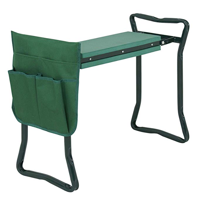 ZENY Folding Garden Kneeler Bench Seat Stool w/Kneeling Pad and Tool Pouch (Green)