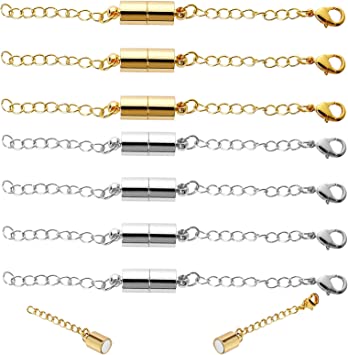 Magnetic Necklace Extenders,8 Pcs Magnetic Necklace Clasps with Extender Chains Magnetic Necklace Clasps with Extender Chains Lobster Clasps Chain Extender Necklace Lobster Clasps and Closures