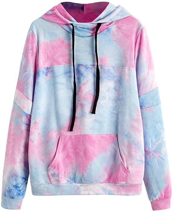 DIDK Women's Long Sleeve Colorblock Kangaroo Pocket Drawstring Pullover Hoodie Sweatshirt