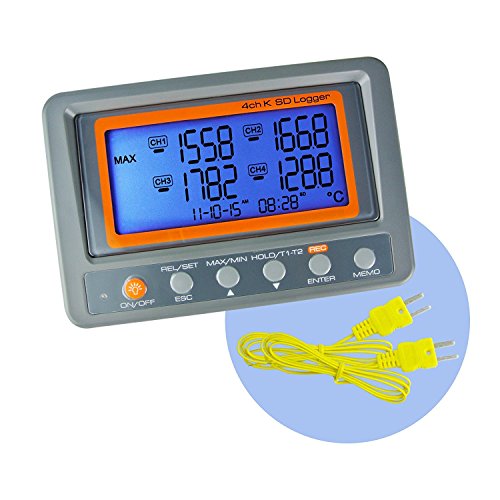 4 Channel K Type Thermometer SD Card Data Logger Thermocouple Temperature with Beeper and LED alarm