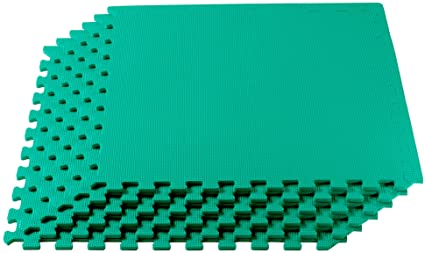 We Sell Mats 3/8 Inch Thick Multipurpose Exercise Floor Mat with EVA Foam, Interlocking Tiles, Anti-Fatigue for Home or Gym, 24 in x 24 in