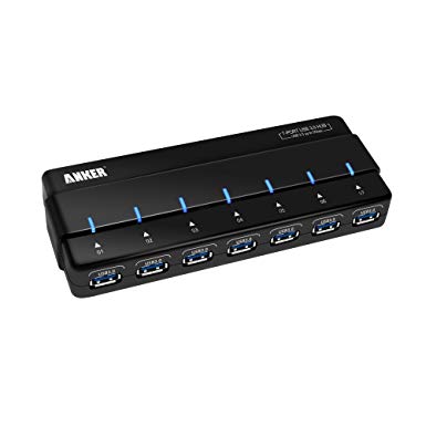 Anker Uspeed USB 3.0 7-Port Hub with 36W Power Adapter and 3ft USB 3.0 Cable [VIA VL812 Chipset]