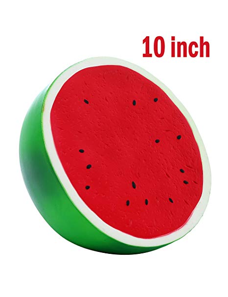 Sinofun 10 Inch Jumbo Watermelon Squishies Soft Slow Rising Squishy Pack Giant Fruit Stress Reliever Decorations Toys Party Favor for Kids/Adults
