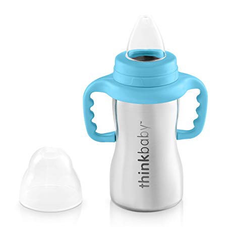 Thinkbaby Sippy of Ultra Polished Stainless Steel, Blue