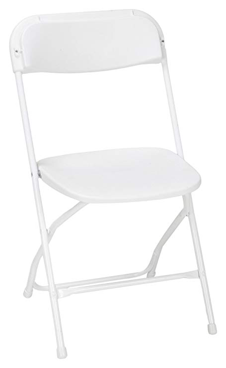 ZOWN Commercial 300 lb. Use Rate Heavy Duty, Injection Mold Banquet Folding Chair with Comfortable Contoured Back, White, 8 Pack